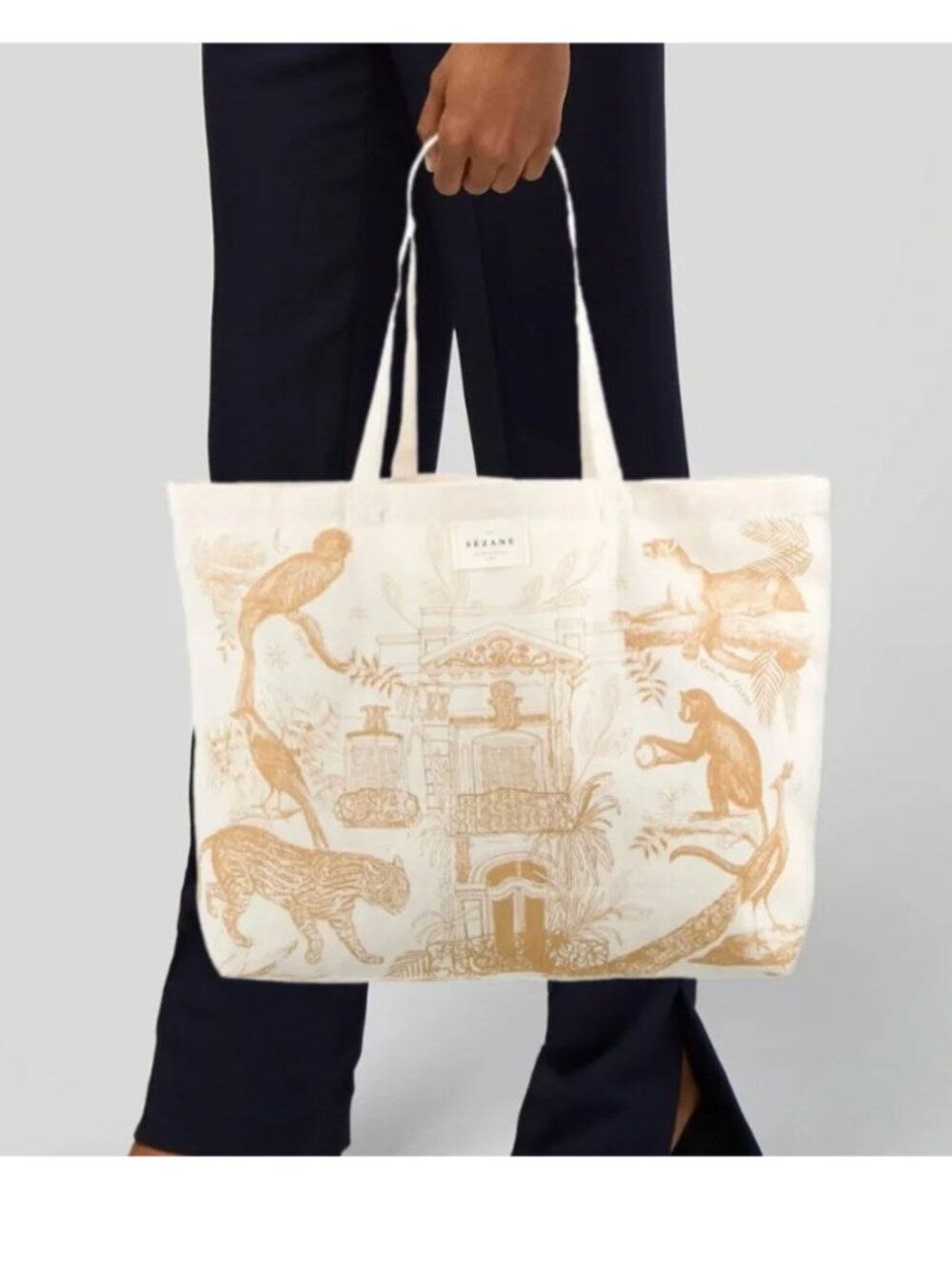 Sezane Gold and Cream Paraiso Jungle Tote NEW RARE
